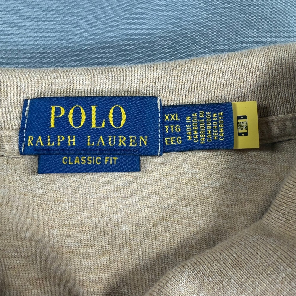 Polo Ralph Lauren Classic Fit Polo Shirt Mens XXL Beige Heather Cotton Pony - Picture 4 of 9